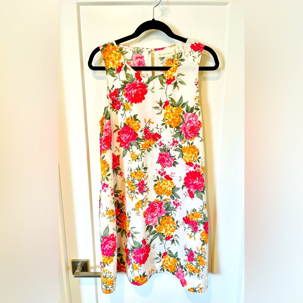Beautiful Cynthia Rowley 100% Linen Floral Dress